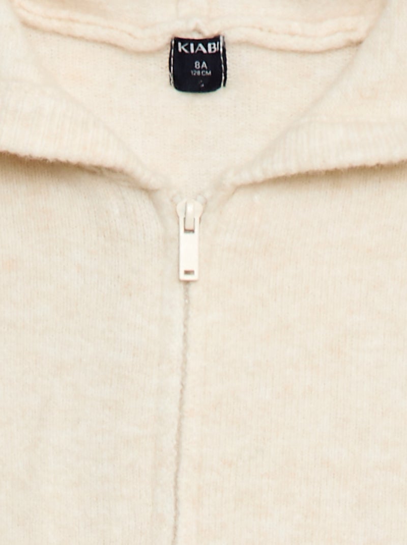 Gilet à capuche en maille chinée Beige - Kiabi