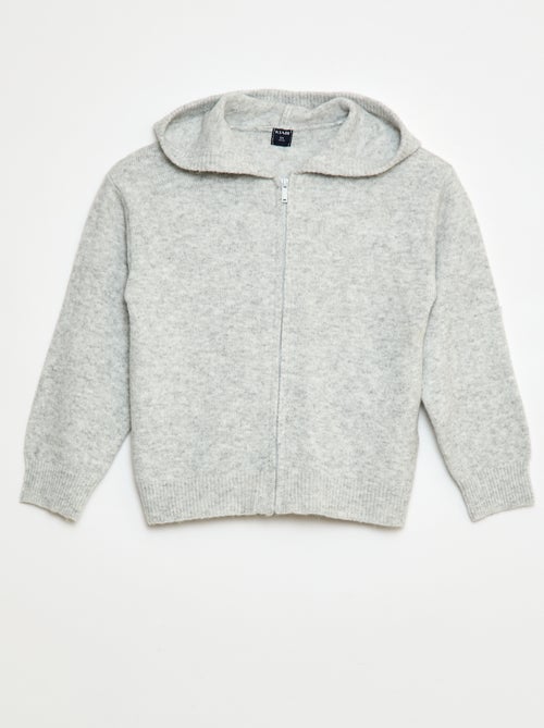 Gilet à capuche en maille chinée - Kiabi