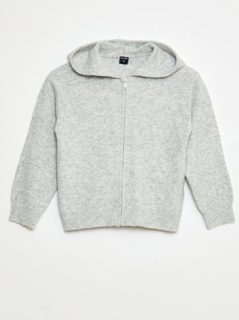 Gilet à capuche en maille chinée Gris - Kiabi