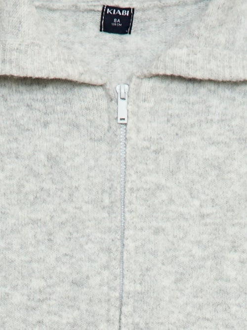 Gilet à capuche en maille chinée - Kiabi