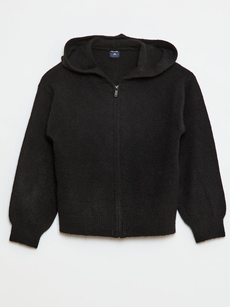 Gilet à capuche en maille chinée Noir - Kiabi