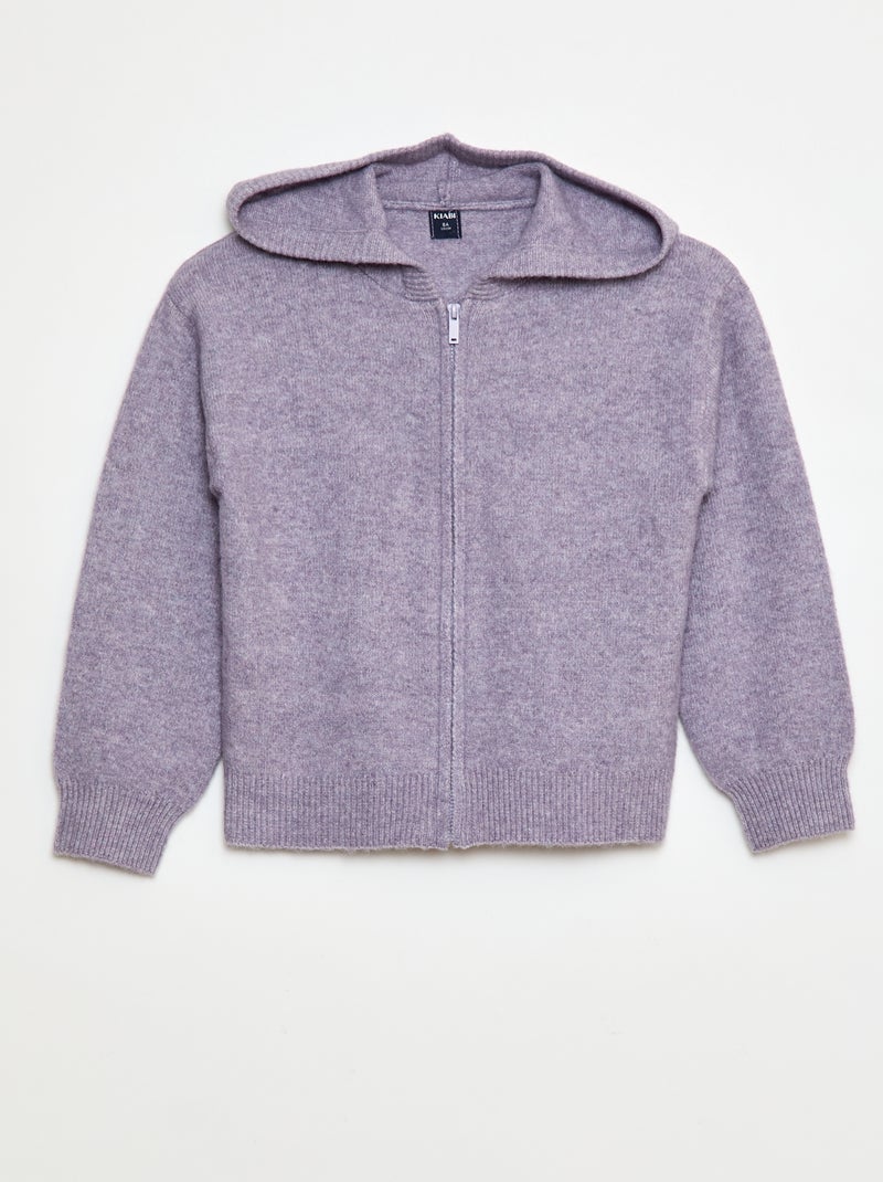Gilet à capuche en maille chinée Violet - Kiabi