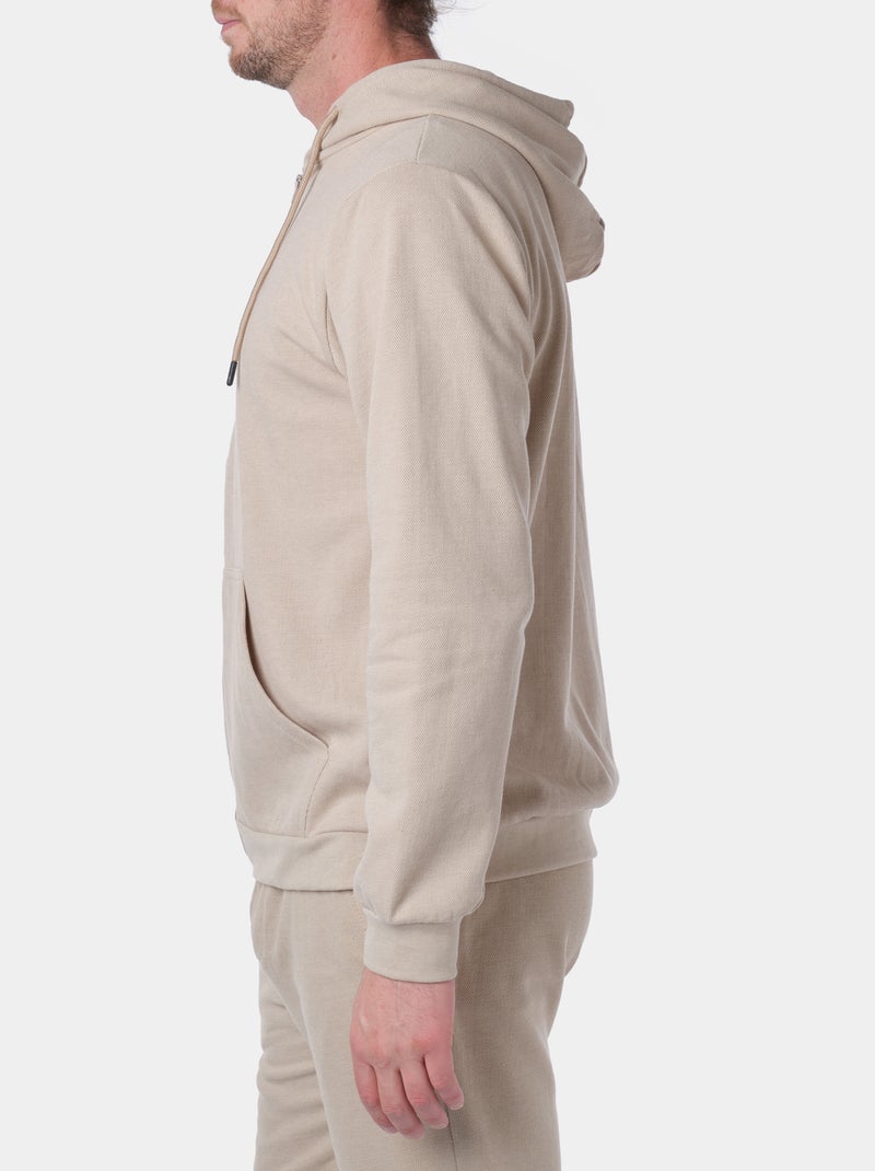 Gilet à capuche en maille piquée Beige - Kiabi