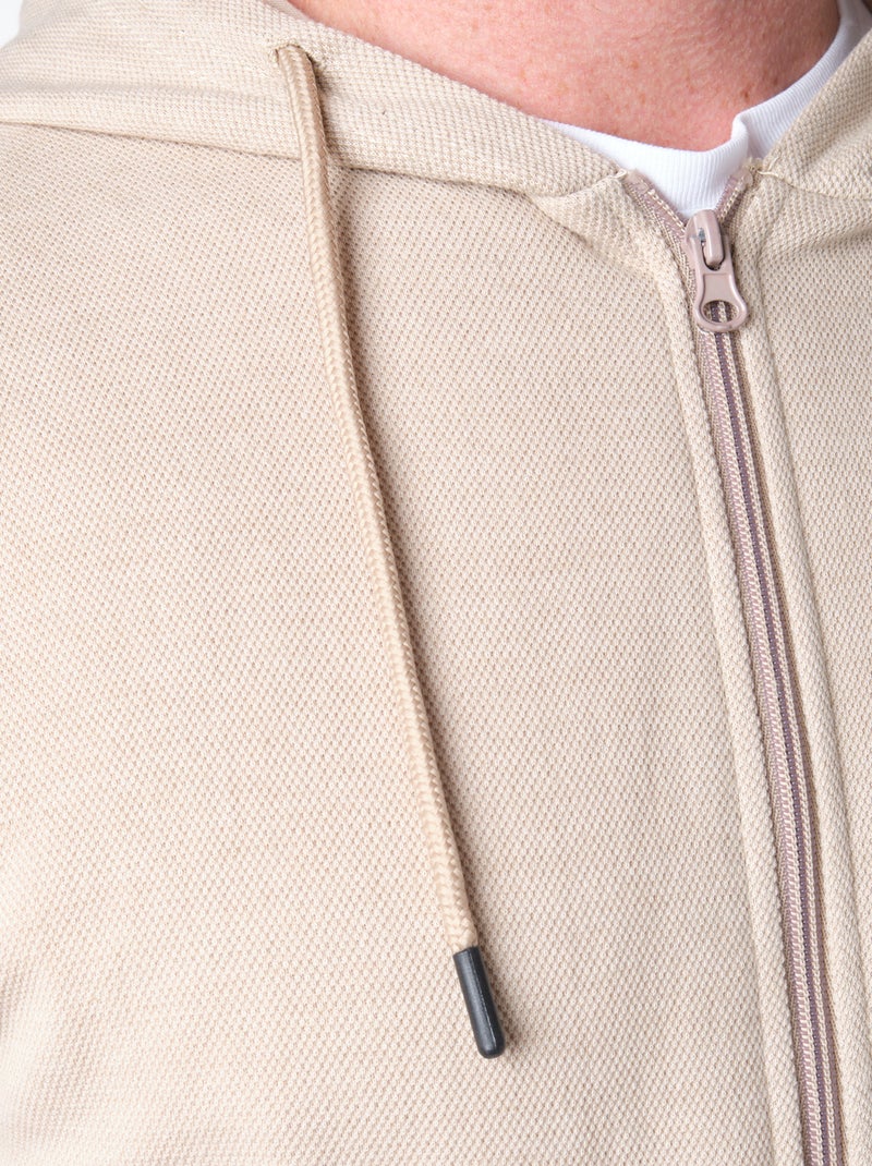 Gilet à capuche en maille piquée Beige - Kiabi