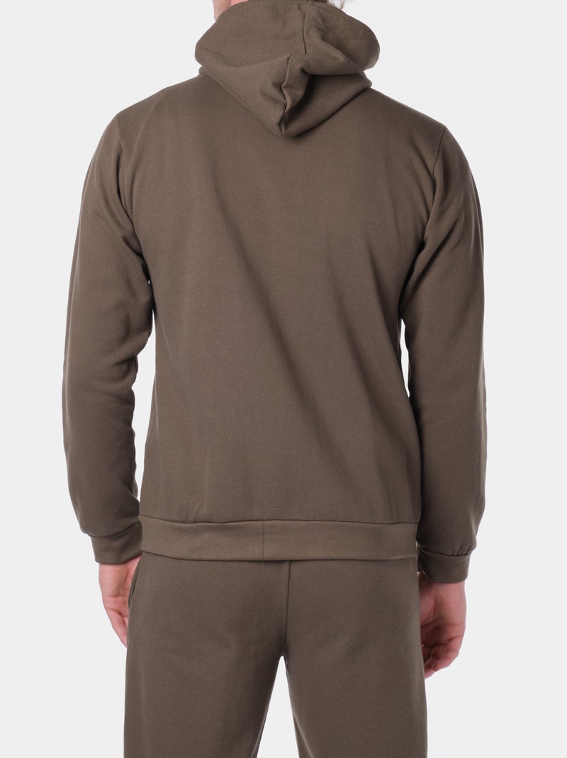 Gilet à capuche en maille piquée Kaki - Kiabi