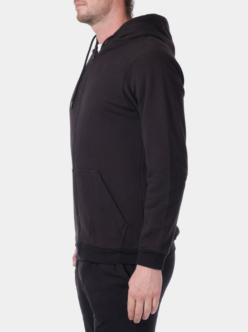 Gilet à capuche en maille piquée Noir - Kiabi