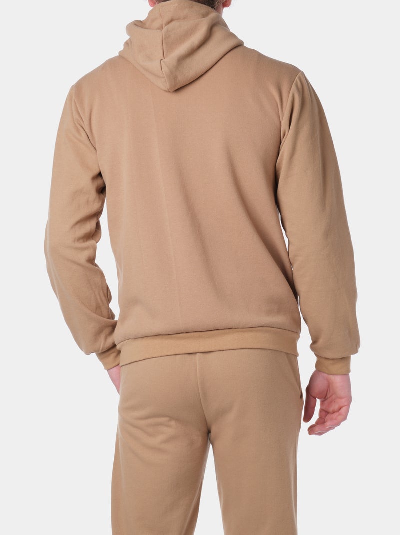 Gilet à capuche en maille piquée Taupe - Kiabi