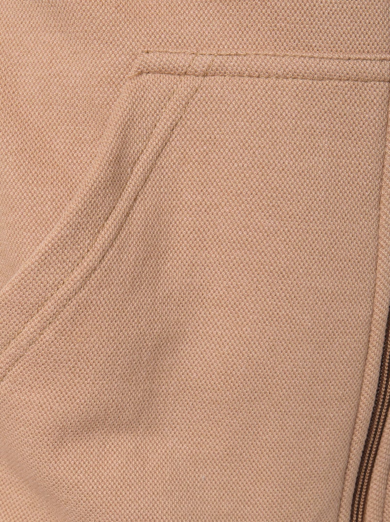 Gilet à capuche en maille piquée Taupe - Kiabi