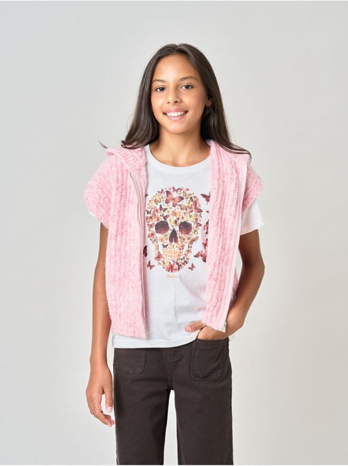 Gilet à capuche fille maille douce sans manches 'deeluxe' - Kiabi Gilet à capuche fille maille douce sans manches 'deeluxe' - Kiabi