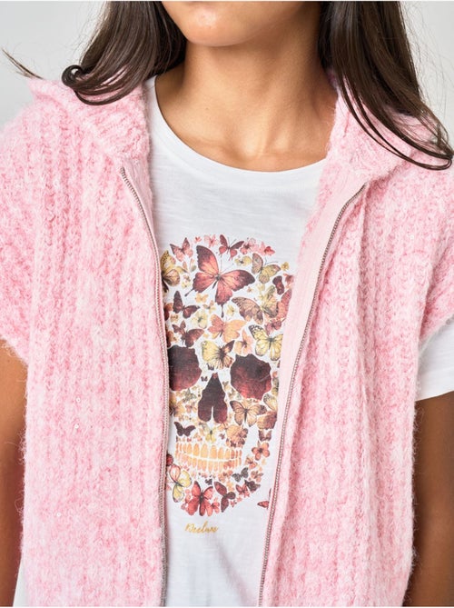Gilet à capuche fille maille douce sans manches 'deeluxe' - Kiabi Gilet à capuche fille maille douce sans manches 'deeluxe' - Kiabi