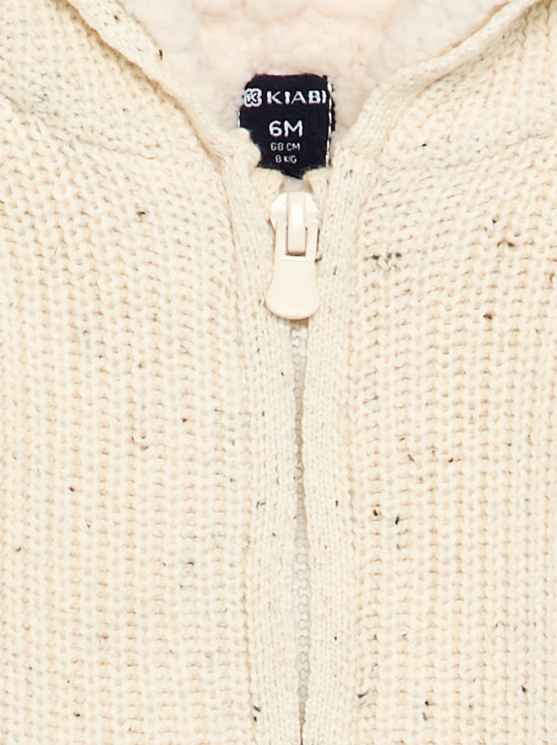 Gilet à capuche intérieur moutonné Blanc - Kiabi