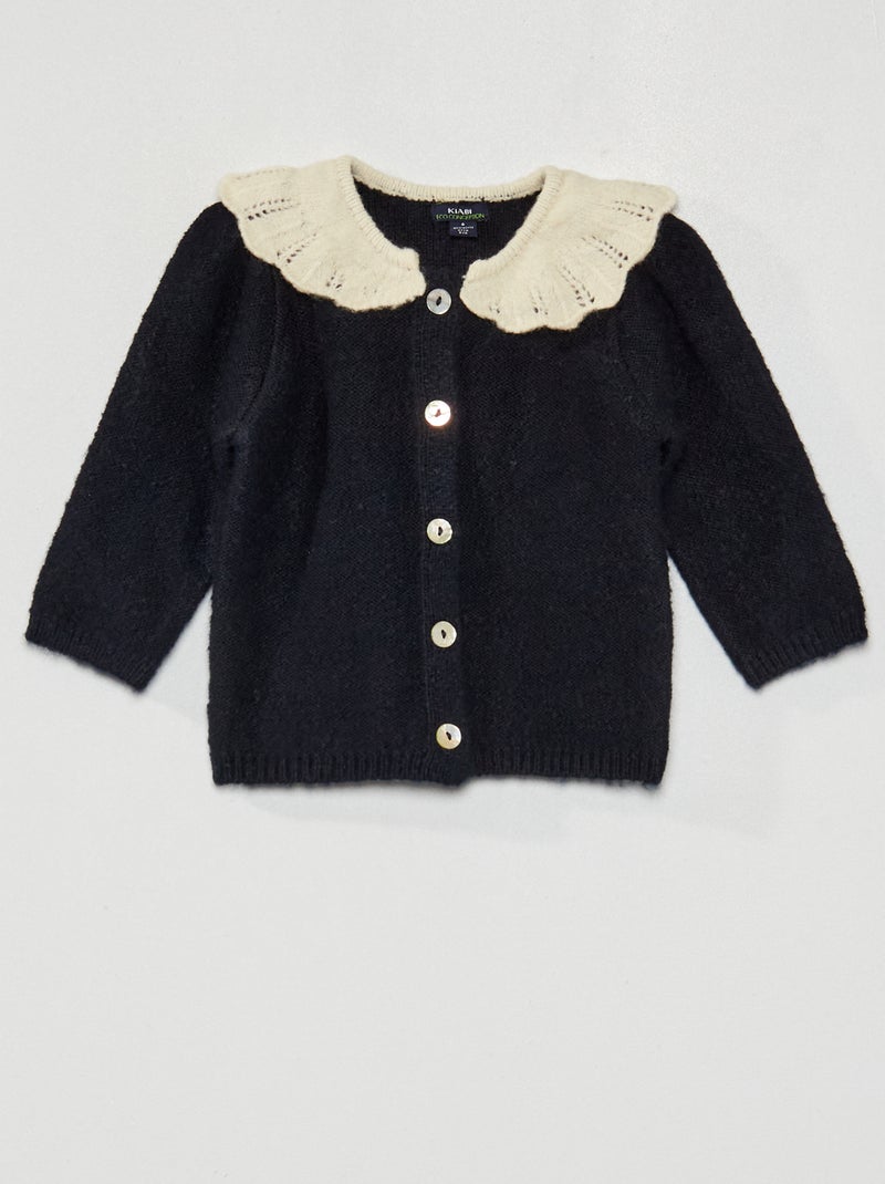Gilet à col brodé BLEU - Kiabi