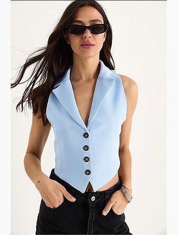 Gilet à col châle et détails noués dans le dos lucci