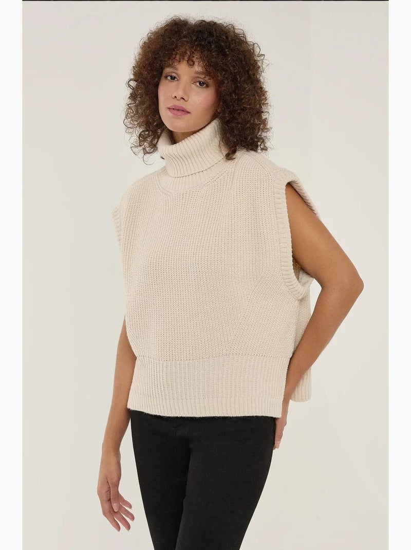 Gilet à col roulé coupe décontractée hiccup Crème - Kiabi
