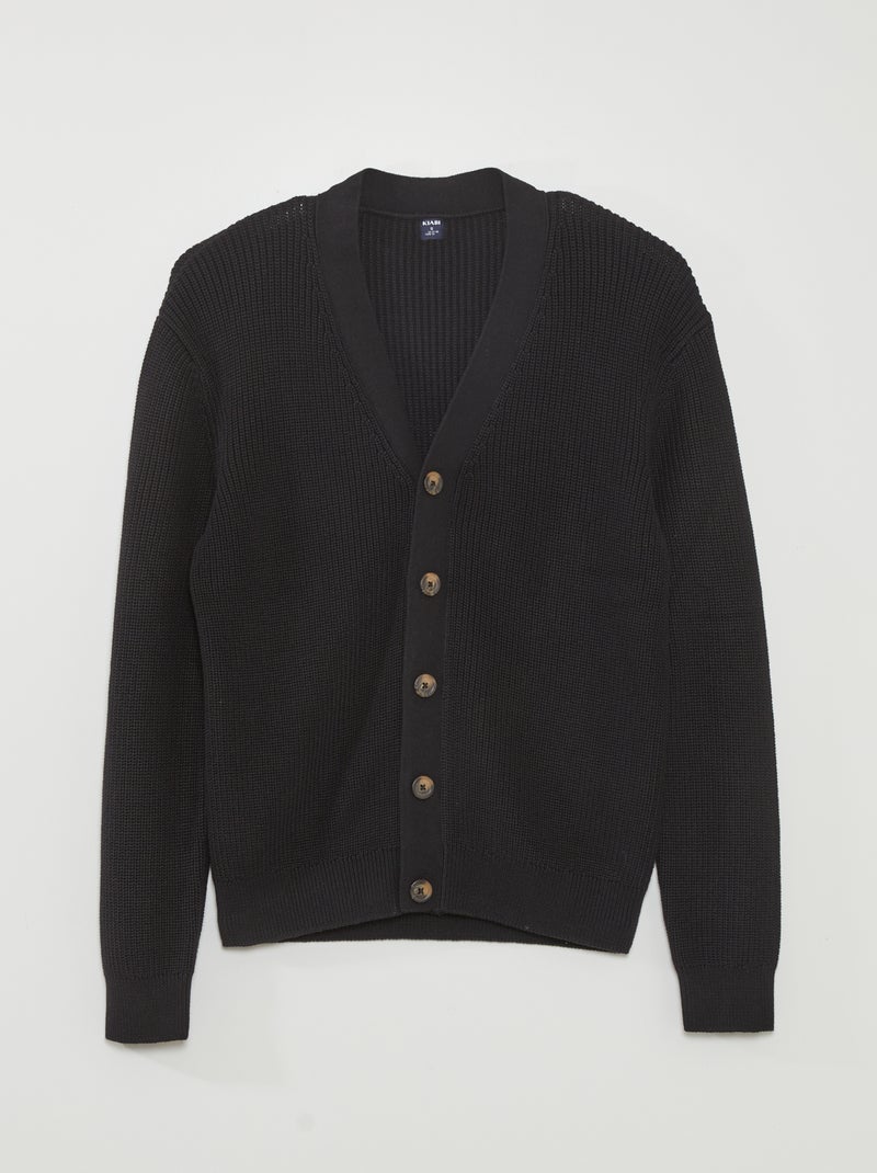 Gilet à col V en maille noir - Kiabi