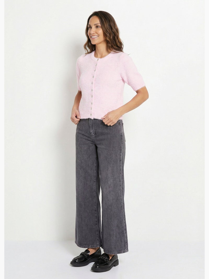 Gilet à manches courtes avec laine - AFIBEL Rose - Kiabi
