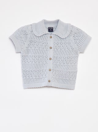 Gilet à manches courtes en maille ajourée