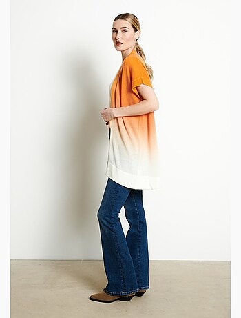 Gilet à manches courtes femme 100% cachemire déjaugé tye & dye - AVA 11A