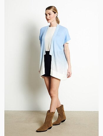 Gilet à manches courtes femme 100% cachemire déjaugé tye & dye - AVA 11A
