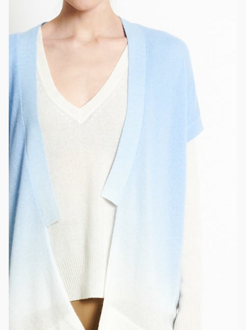 Gilet à manches courtes femme 100% cachemire déjaugé tye & dye - AVA 11A Blanc Ecru - Kiabi