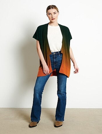 Gilet à manches courtes femme 100% cachemire déjaugé tye & dye - AVA 11A