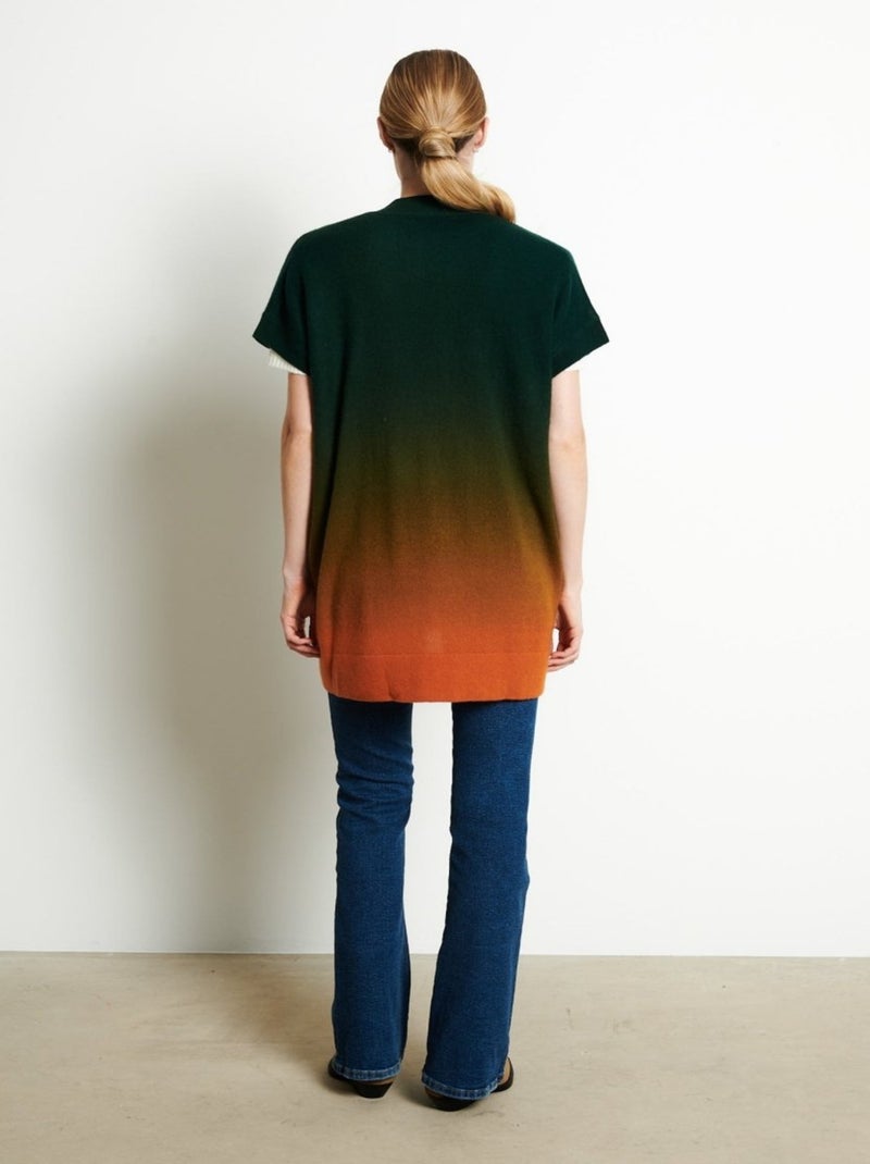 Gilet à manches courtes femme 100% cachemire déjaugé tye & dye - AVA 11A Orange - Kiabi