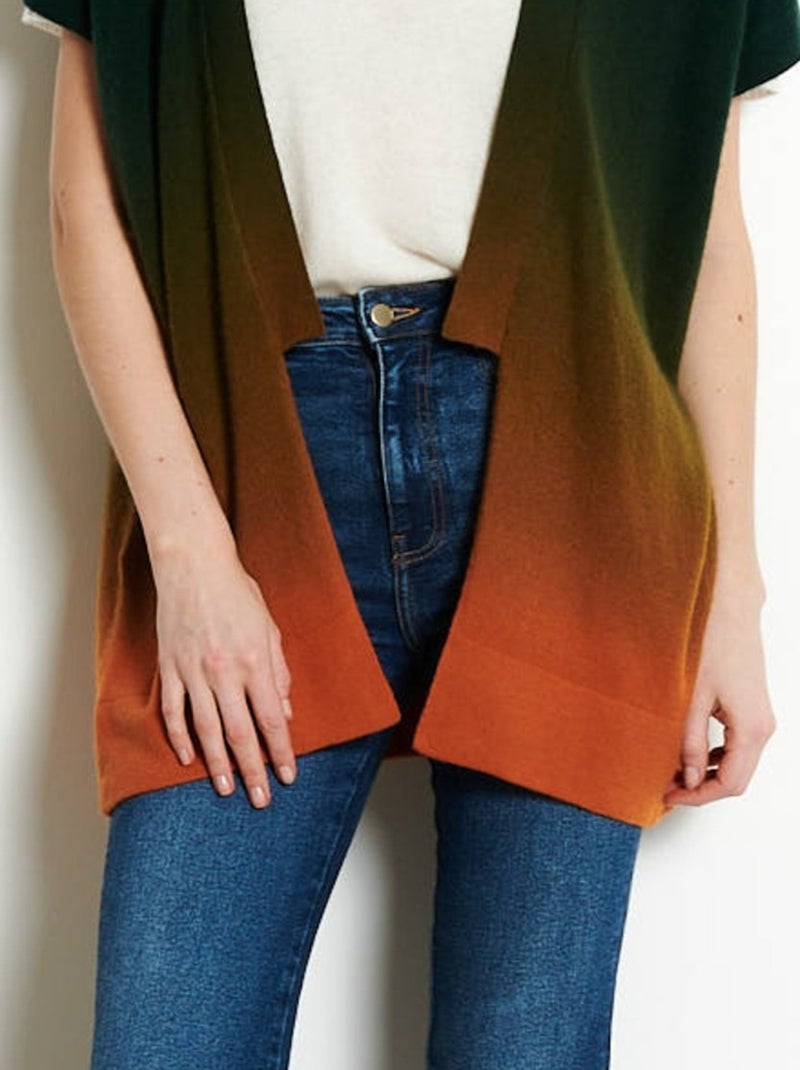 Gilet à manches courtes femme 100% cachemire déjaugé tye & dye - AVA 11A Orange - Kiabi
