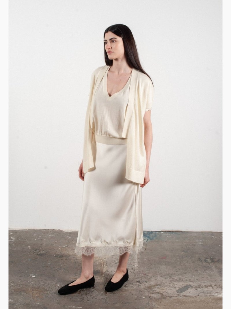 Gilet à manches courtes femme 100% cachemire & laine ultrafin - KELLY 5 Blanc - Kiabi