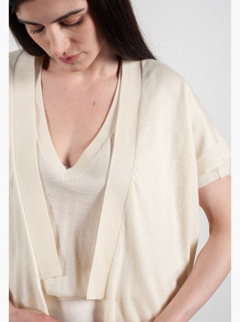 Gilet à manches courtes femme 100% cachemire & laine ultrafin - KELLY 5 Blanc - Kiabi