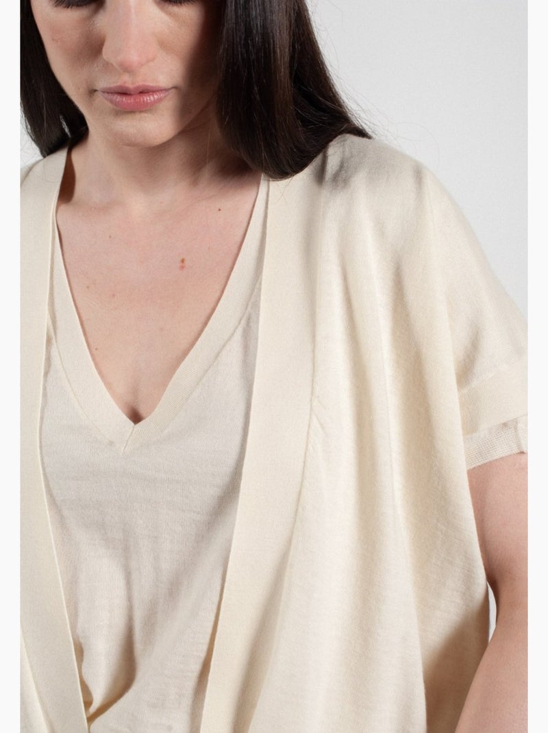 Gilet à manches courtes femme 100% cachemire & laine ultrafin - KELLY 5 Blanc - Kiabi