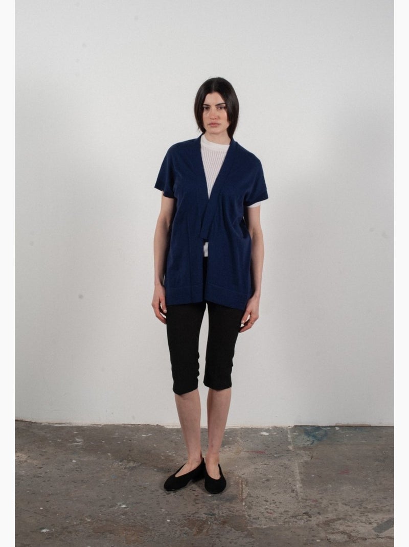 Gilet à manches courtes femme 100% cachemire & laine ultrafin - KELLY 5 Bleu marine - Kiabi