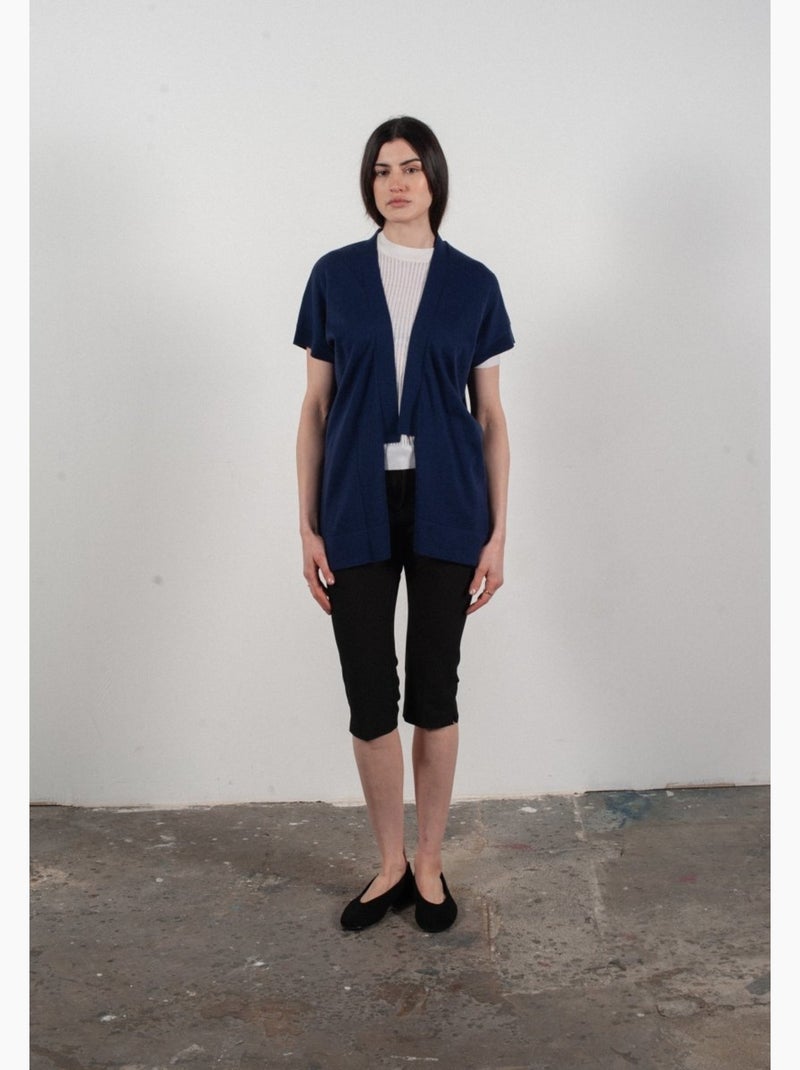 Gilet à manches courtes femme 100% cachemire & laine ultrafin - KELLY 5 Bleu marine - Kiabi