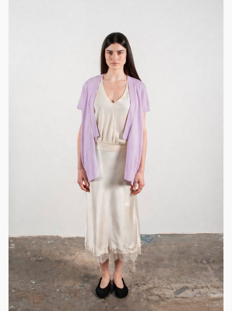 Gilet à manches courtes femme 100% cachemire & laine ultrafin - KELLY 5 Lavande - Kiabi