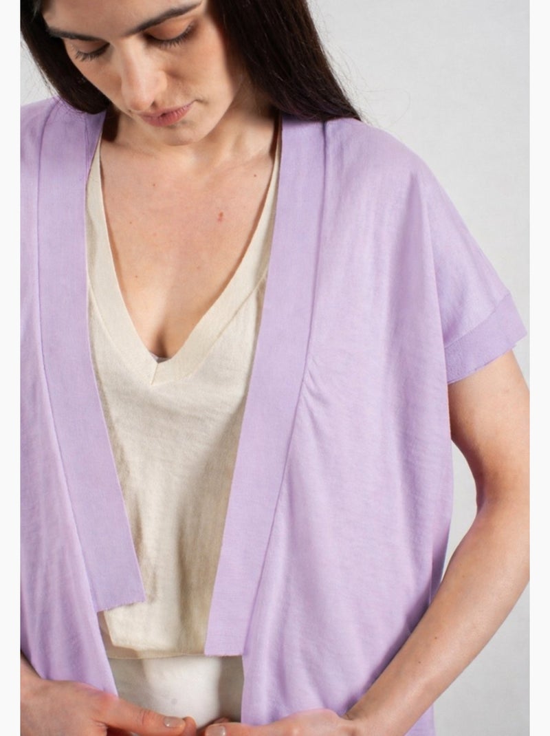 Gilet à manches courtes femme 100% cachemire & laine ultrafin - KELLY 5 Lavande - Kiabi