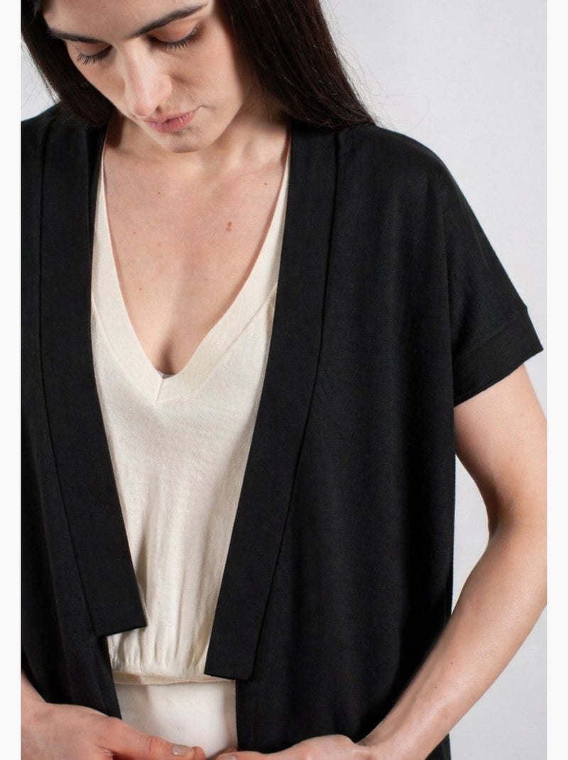 Gilet à manches courtes femme 100% cachemire & laine ultrafin - KELLY 5 Noir - Kiabi