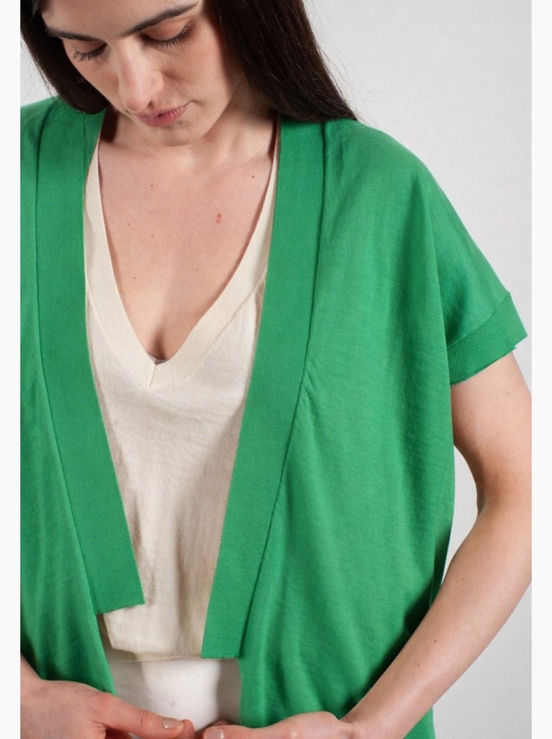 Gilet à manches courtes femme 100% cachemire & laine ultrafin - KELLY 5 Vert - Kiabi