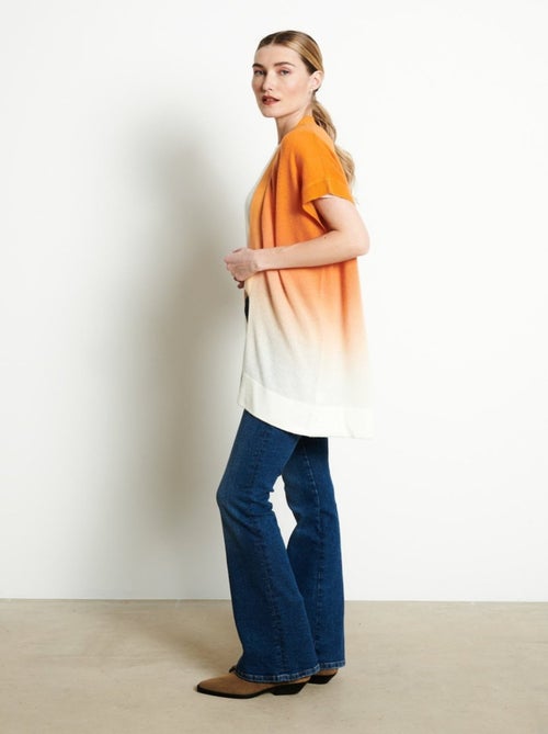 Gilet à manches courtes femme en cachemire déjaugé tye & dye - AVA 11A - Kiabi