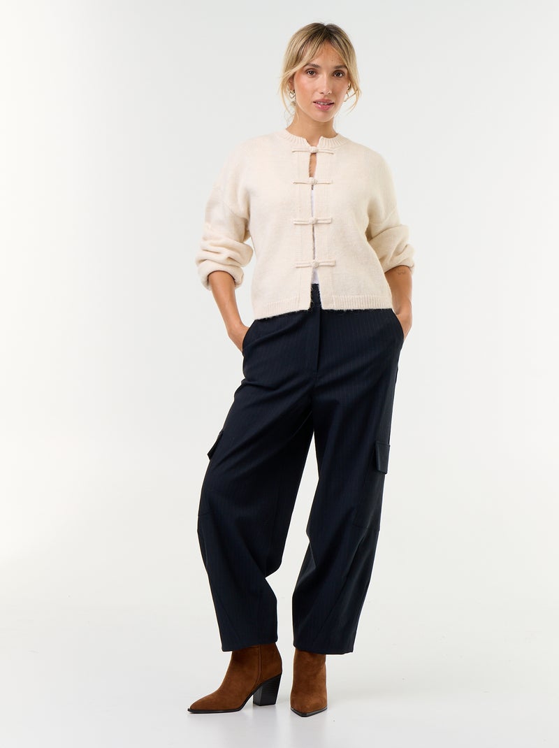 Gilet à manches longues avec boutonnage mandarin Blanc - Kiabi
