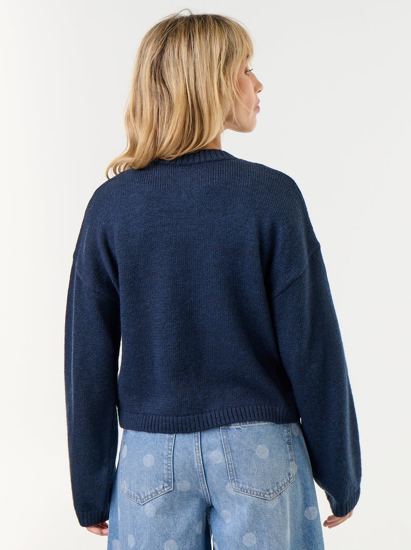 Gilet à manches longues avec boutonnage mandarin Bleu - Kiabi