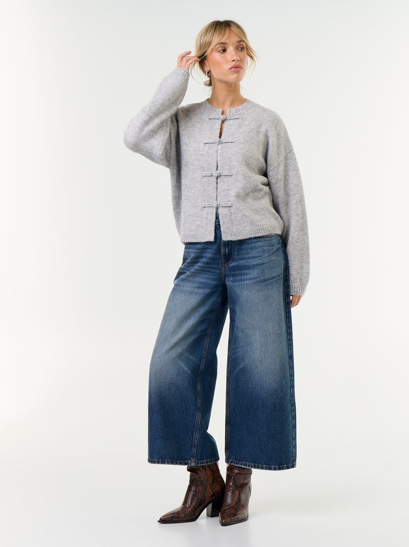 Gilet à manches longues avec boutonnage mandarin Gris - Kiabi