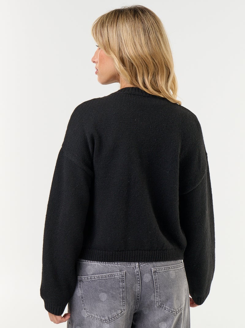 Gilet à manches longues avec boutonnage mandarin Noir - Kiabi