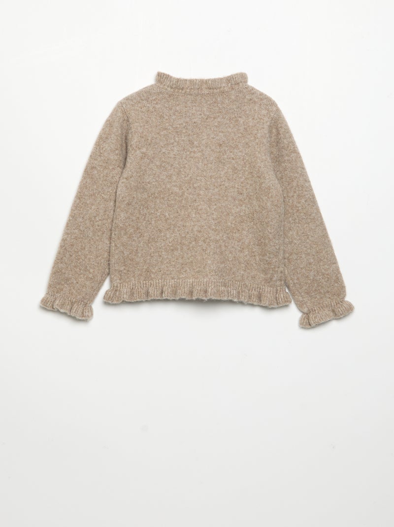 Gilet à manches longues avec volants Beige - Kiabi