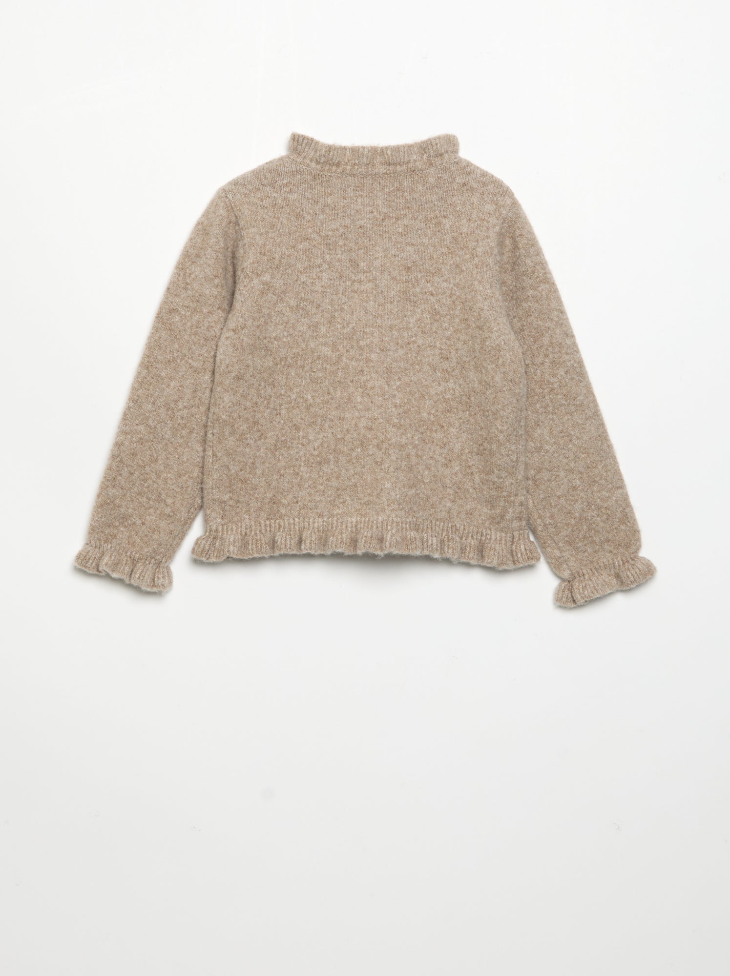 Gilet à manches longues avec volants - Beige (GDQ92_1)