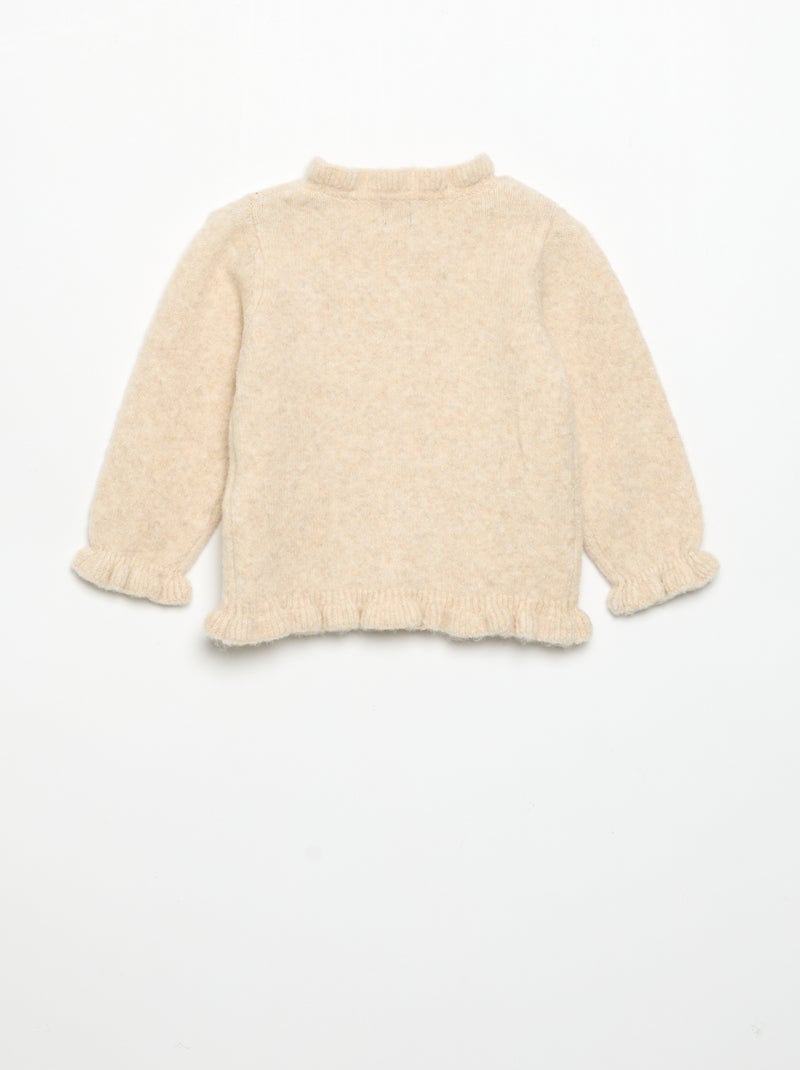 Gilet à manches longues avec volants Beige - Kiabi