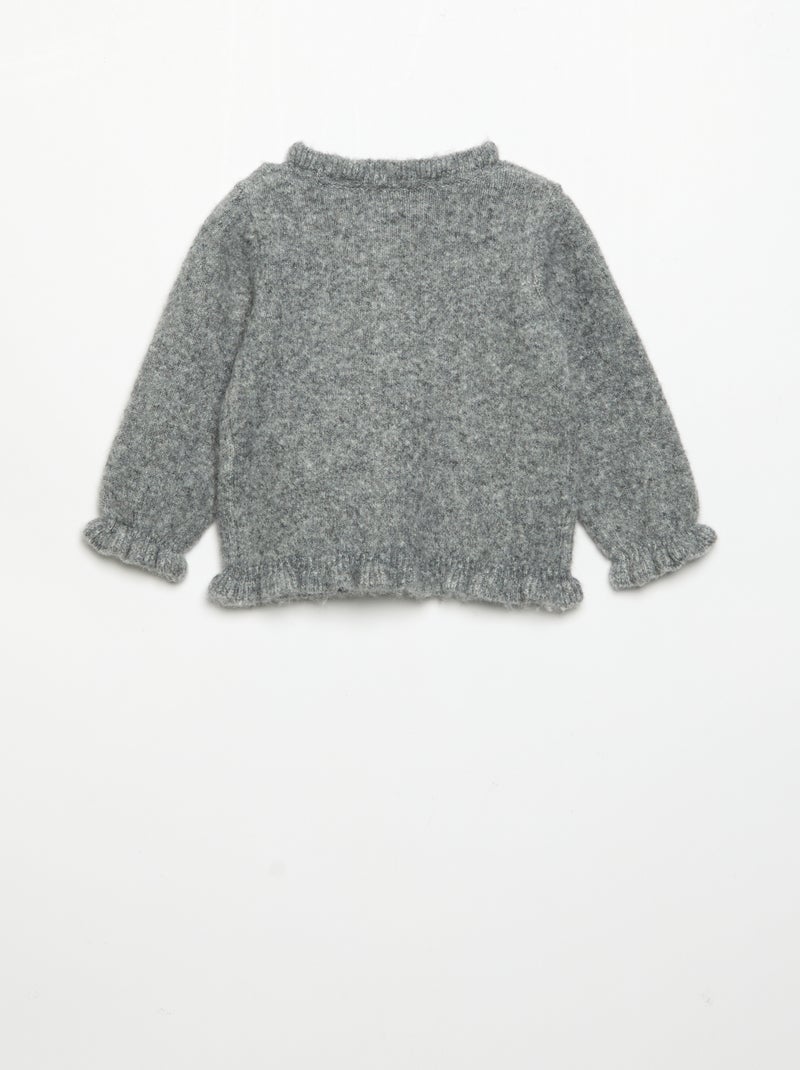 Gilet à manches longues avec volants Gris - Kiabi
