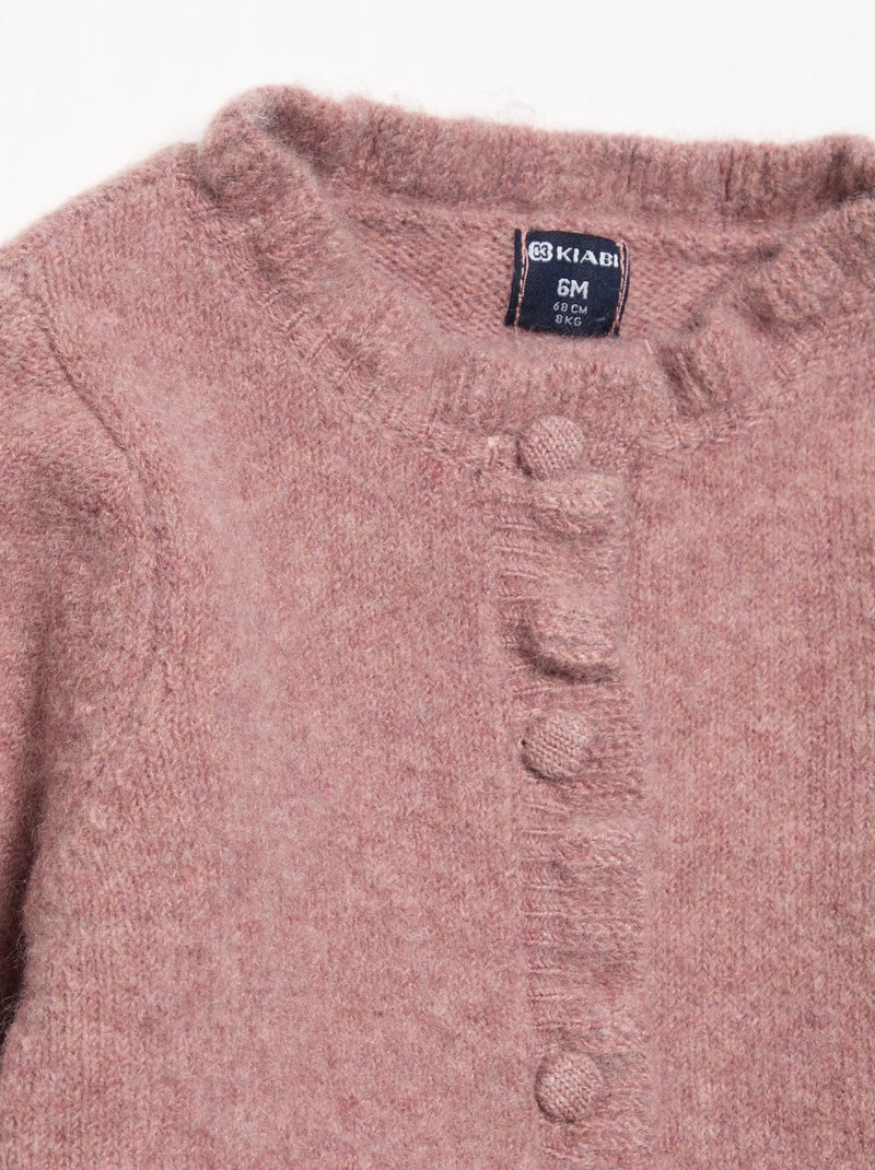 Gilet à manches longues avec volants Rose - Kiabi