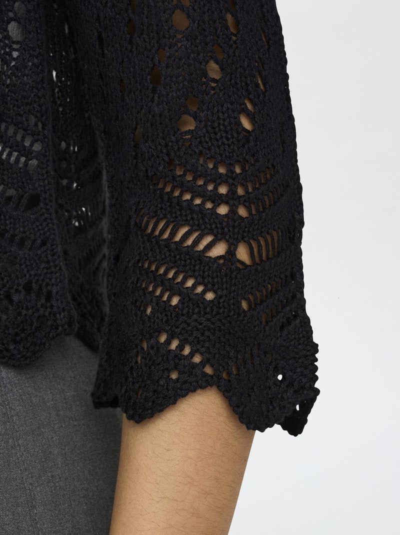 Gilet à manches longues en crochet 'JDY' noir - Kiabi