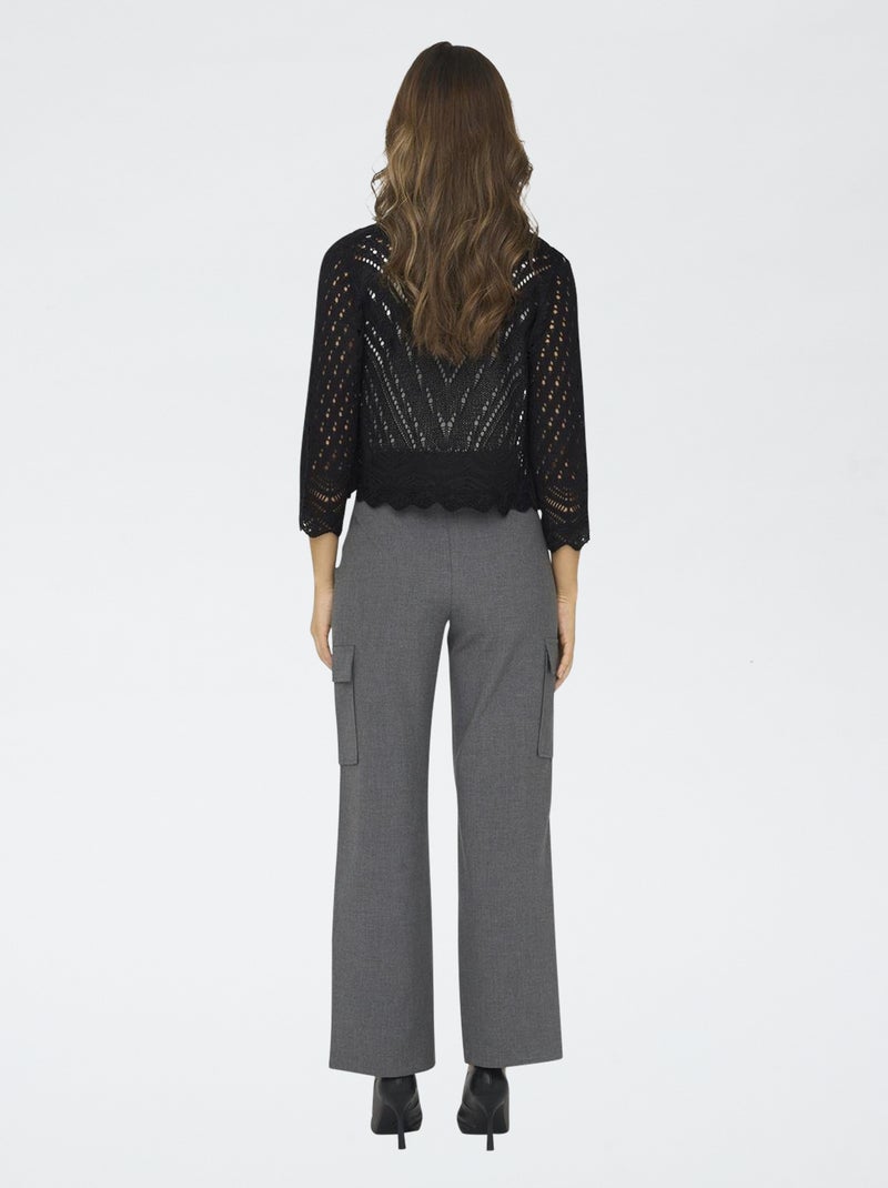 Gilet à manches longues en crochet 'JDY' noir - Kiabi