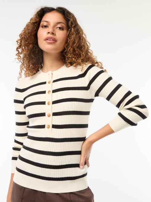 Gilet à manches longues en maille côtelée - Kiabi