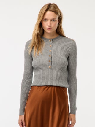 Gilet à manches longues en maille côtelée